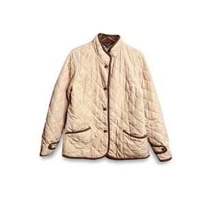 St. John’s Bay Coat quilted collared barn jacket tan brown L
